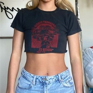 Brandy Melville Black Red Crop T-Shirt